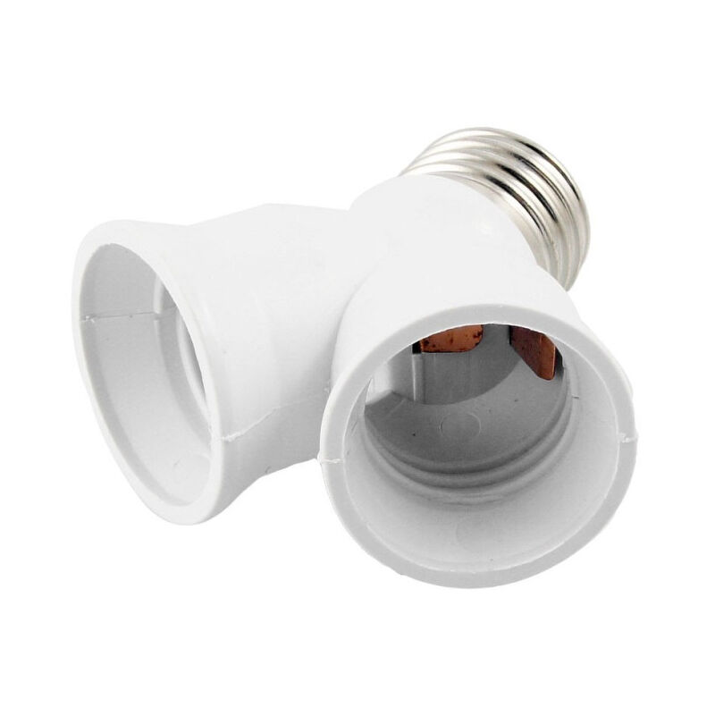foto del prodotto traesio adattatore sdoppiatore portalampada attacco da e27 a 2 prese e27 bianco socket trade shop
