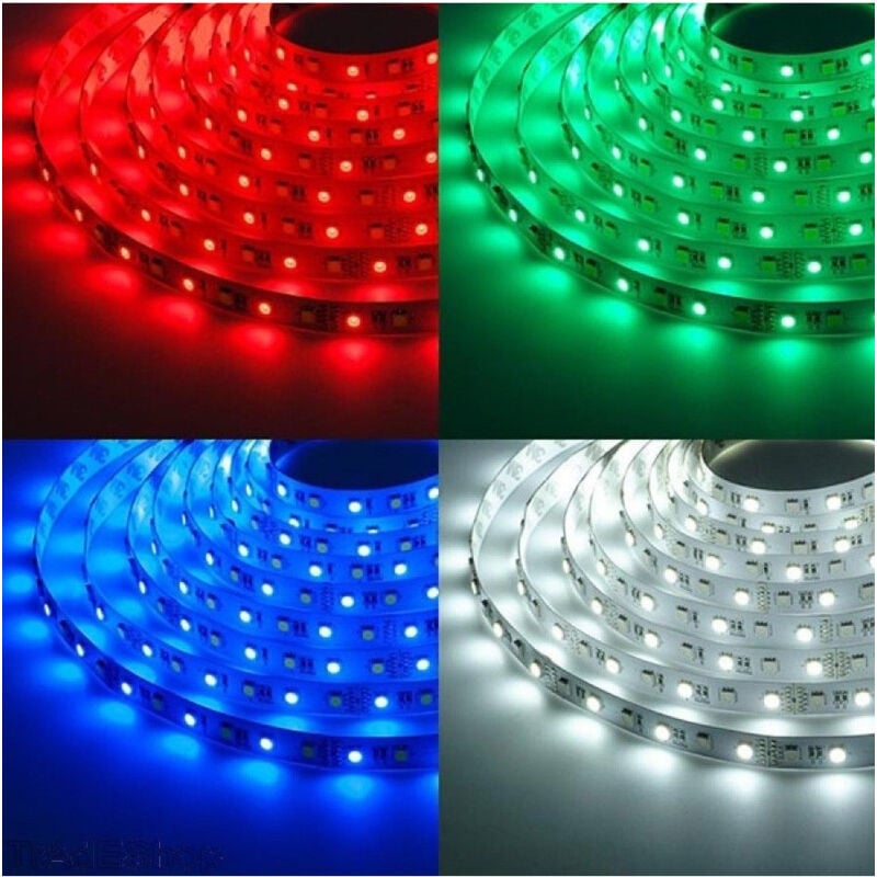 foto del prodotto traesio bobina striscia strip led 5050 flessibile 5m 300 led adesiva luce interno ip 20 bianco freddo trade shop