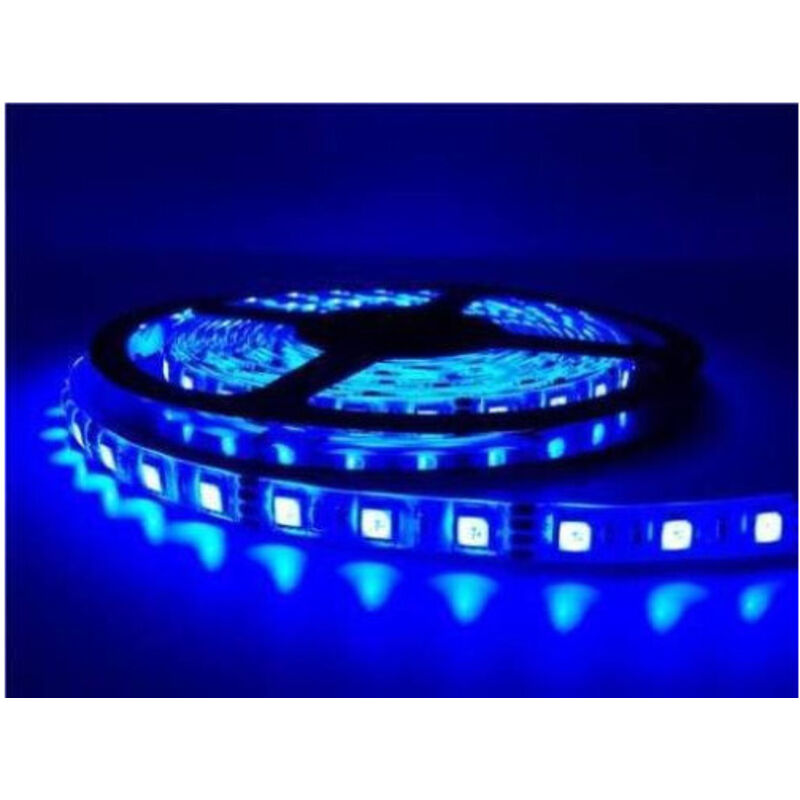 foto del prodotto traesio - bobina striscia strip led 5050 flessibile 5mt adesiva luce interno esterno ip65 - -blu - - trade shop