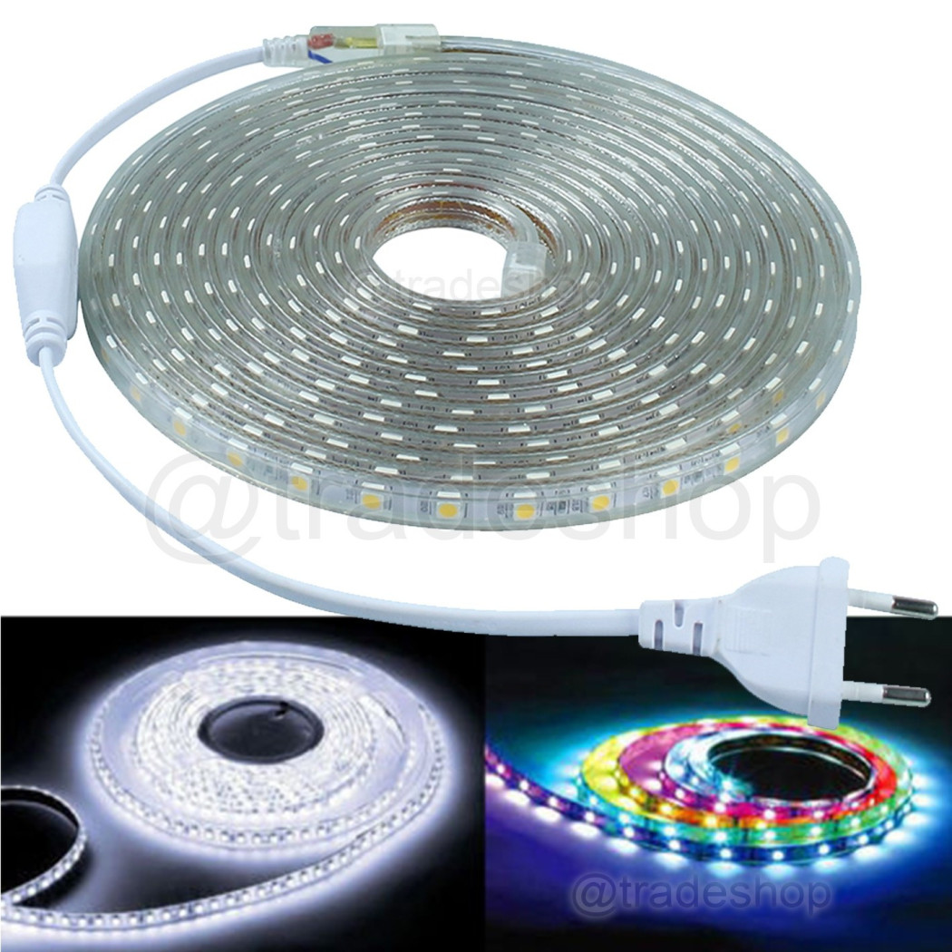 foto del prodotto traesio bobina striscia strip led 5050 flessibile profilo silicone 5m 10m luce esterno bianco freddo 5 mt trade shop