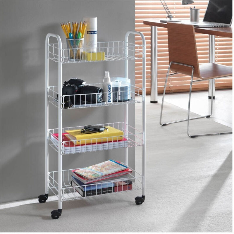 foto del prodotto traesio carrello portaoggetti porta oggetti 4 ripiani bianco per cucina bagno 30x40x77cm trade shop