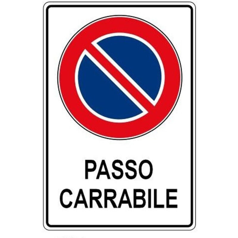 foto del prodotto traesio cartello passo carrabile segnaletica sicurezza avvertimento plastificato trade shop
