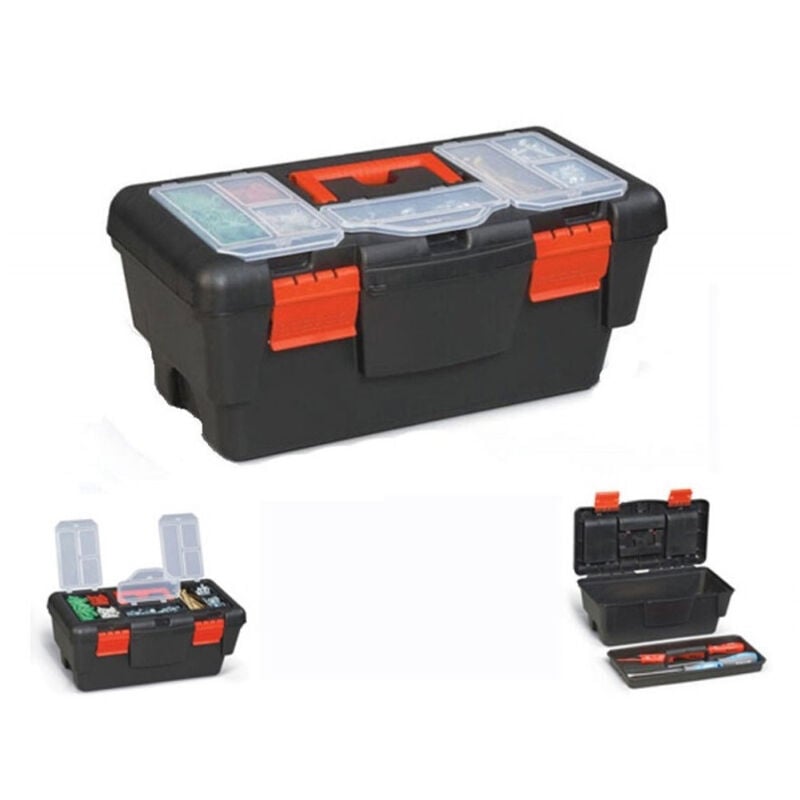 foto del prodotto traesio - cassetta portautensili 9 scomparti in plastica valigetta attrezzi minuterie 38cm - - trade shop