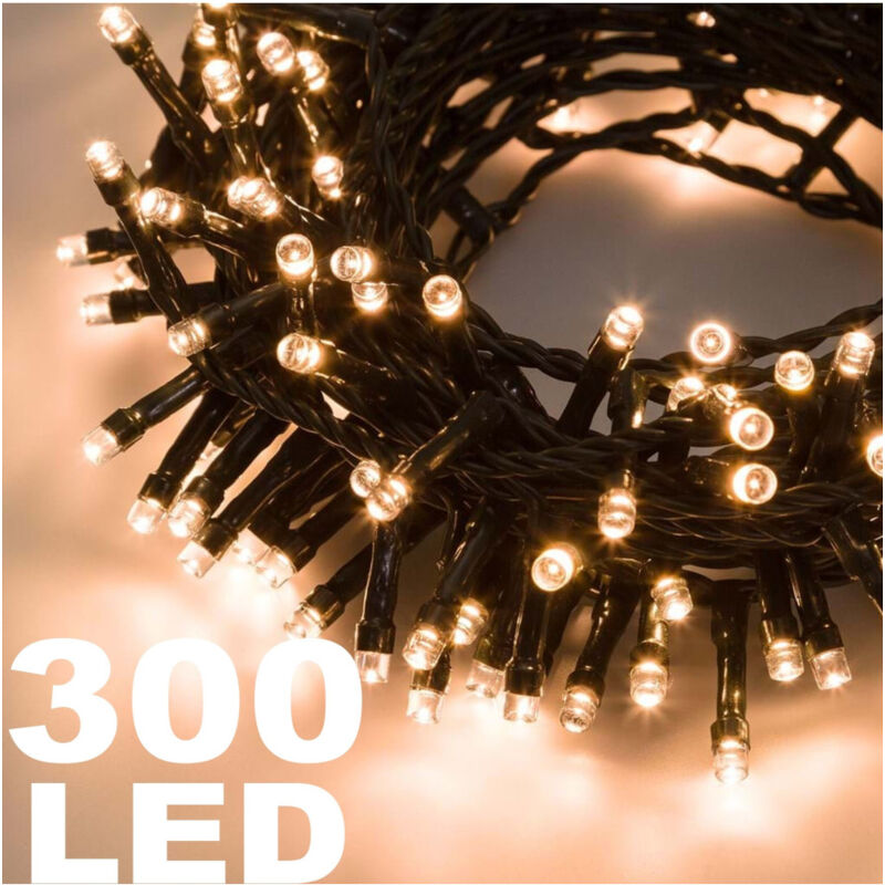 foto del prodotto traesio catena luminosa 300 led bianco caldo uso interno con controller 8 funzioni trade shop