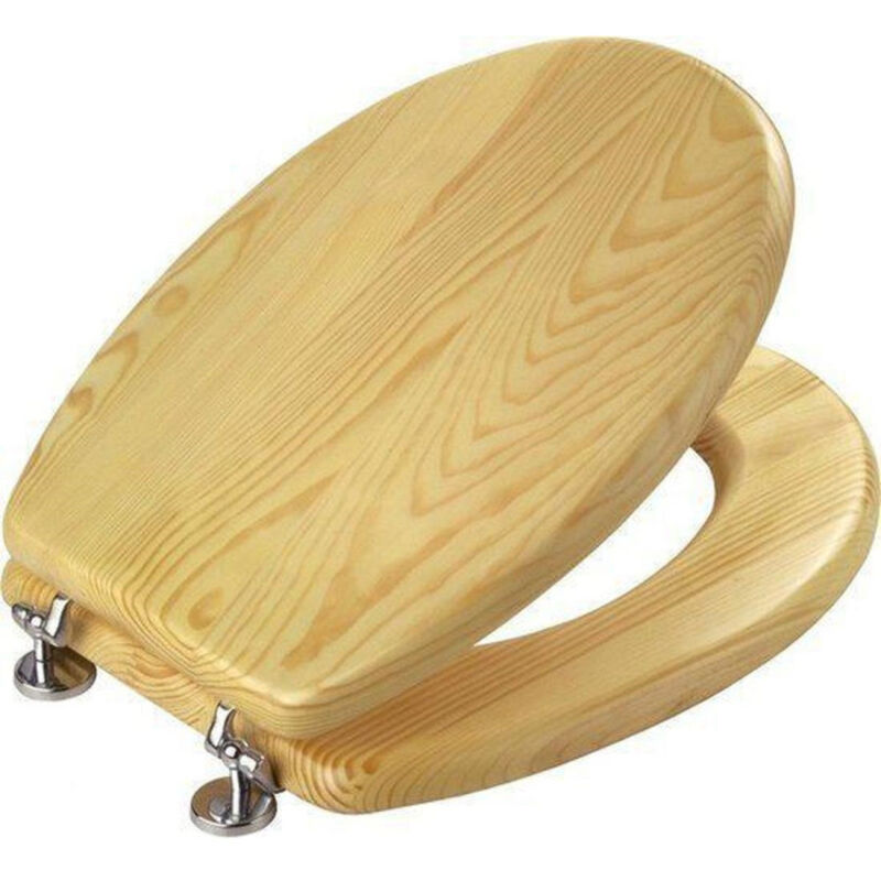 foto del prodotto traesio copriwater copri water sedile wc bagno universale cerniere legno beige 3,5 trade shop