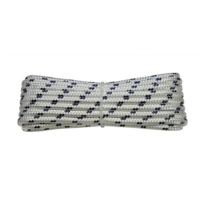 foto del prodotto traesio fune nylon multiuso intrecciata bianco nero nautica 8mm 15mt corda intrecciata trade shop
