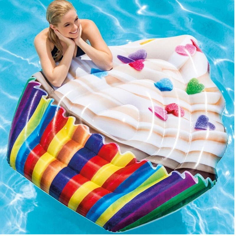 foto del prodotto traesio - materassino isola gonfiabile stampa cupcake in pvc mare piscina 142x135cm - - trade shop