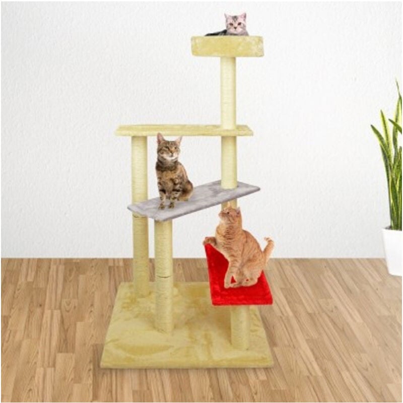 foto del prodotto traesio palestra tiragraffi per gatti gatto a scala con colonne in sisal 144 cm trade shop