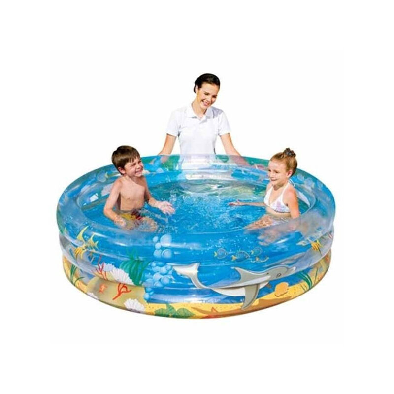foto del prodotto traesio piscina gonfiabile per bambini trasparente sea life 3 anelli 150 x 53 cm trade shop