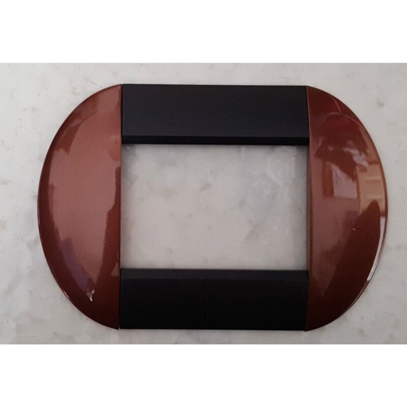 foto del prodotto traesio placca placche placchette compatibili living international light bombate bticino bicolore marrone e nero 3 fori trade shop