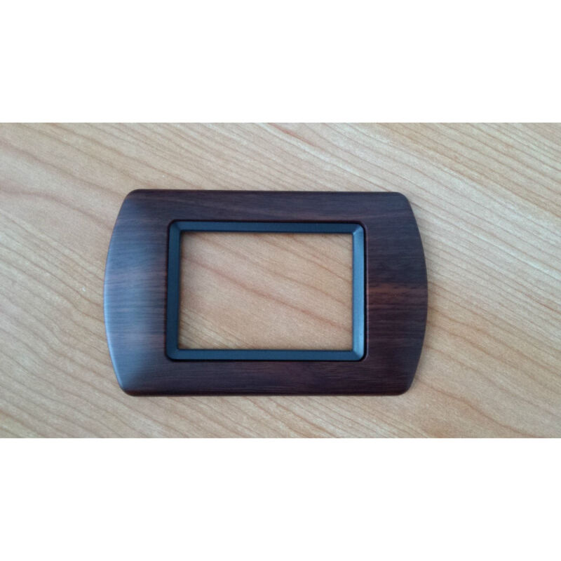 foto del prodotto traesio placchette placche in abs compatibili per master modo colorra placca copriprese legno scuro 4 fori trade shop