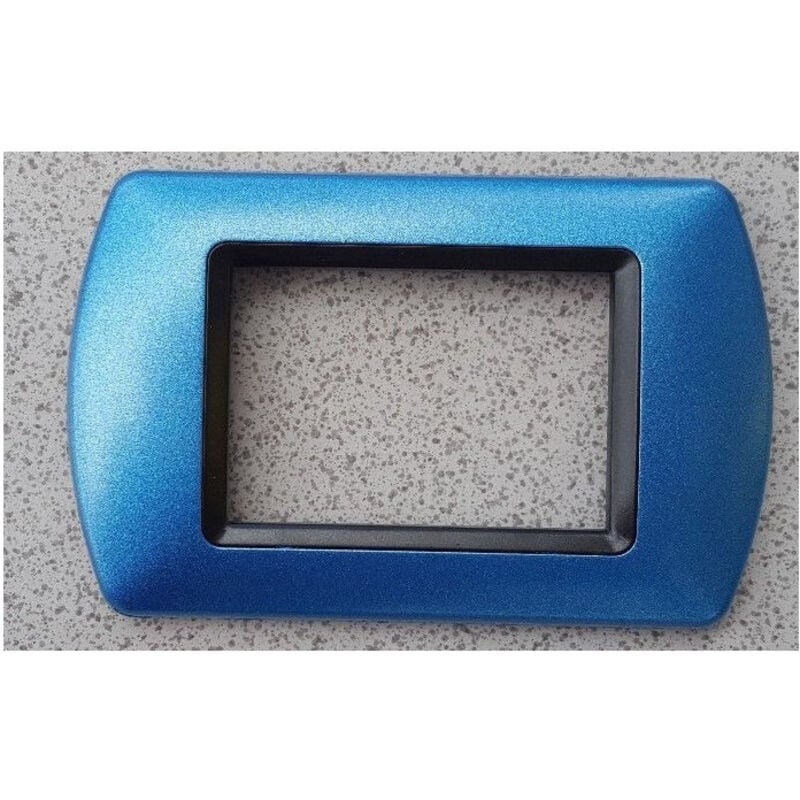 foto del prodotto traesio placchette placche in abs compatibili per serie living international placca blu cielo metallizzato 3 fori trade shop