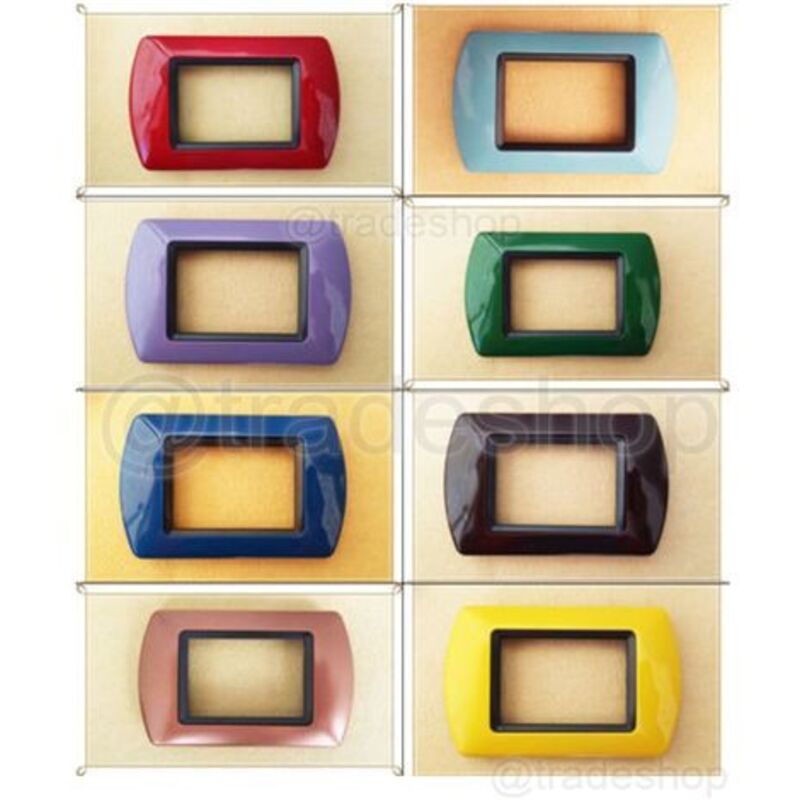 foto del prodotto traesio - placchette placche in abs compatibili per serie living international placca - blu metallizzato -7 fori - - trade shop