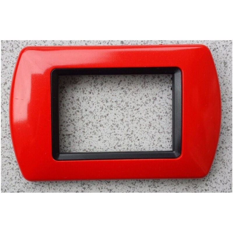 foto del prodotto traesio - placchette placche in abs compatibili per serie living international placca - rosso ferrari -3 fori - - trade shop