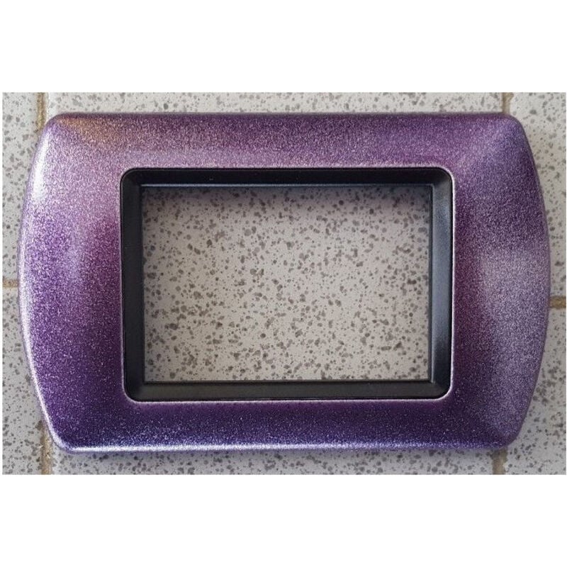foto del prodotto traesio placchette placche in abs compatibili per serie living international placca viola metallizzato 4 fori trade shop