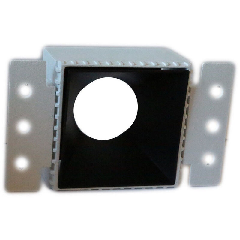 foto del prodotto traesio porta faretto da incasso lampadine led gu10 7watt per controsoffitto cartongesso nero quadrato trade shop