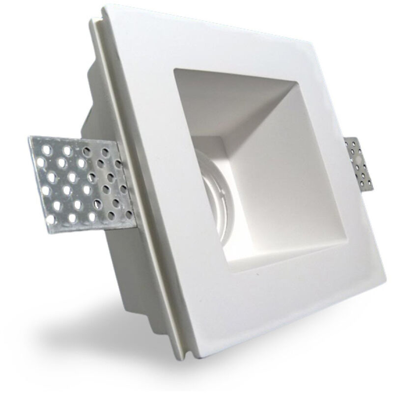 foto del prodotto traesio porta faretto fisso in gesso ad incasso per lampadine gu10 led quadrato 12x12 cm trade shop