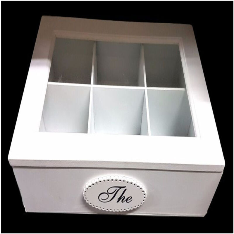 foto del prodotto traesio porta oggetti mini vetrinetta 6 scomparti the legno shabby chic arredamento trade shop
