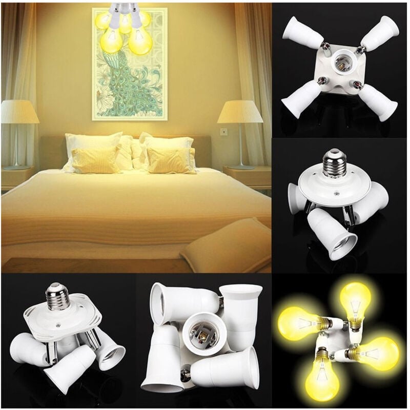 foto del prodotto traesio portalampada adattatore e27 5 in 1 per lampade lampadine attacchi orientabili trade shop