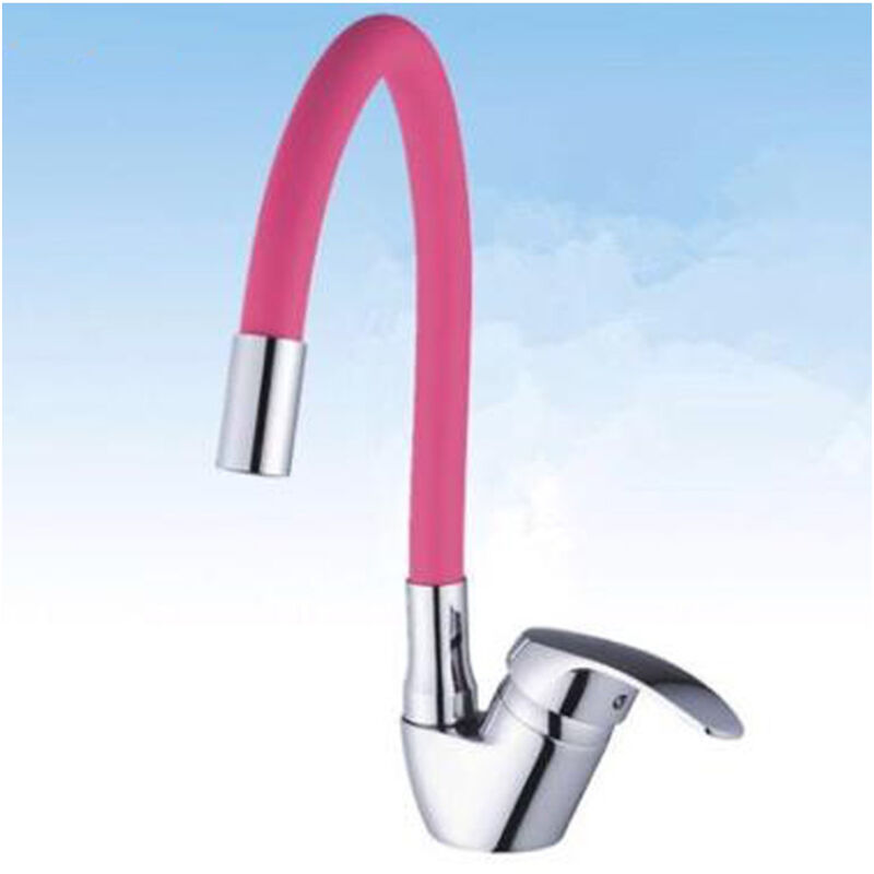 foto del prodotto traesio rubinetto miscelatore girevole per lavandino lavello cucina colore canna fucsia trade shop