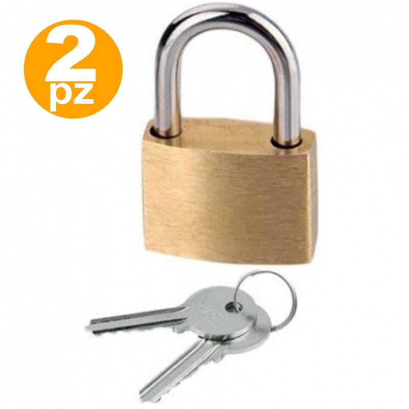 foto del prodotto traesio set 2 pezzi lucchetto ad arco sicurezza armadietto catenaccio 2 chiavi 20mm trade shop