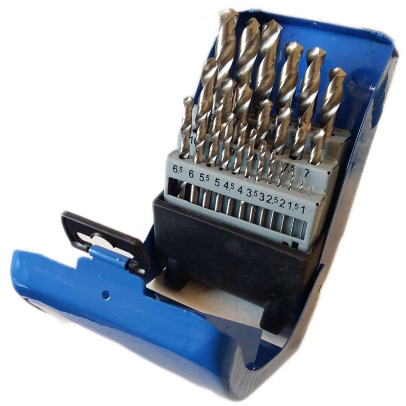 foto del prodotto traesio set 25 punte per trapano in titanio kit punte ferro misure 1 a 13 cm custodia trade shop