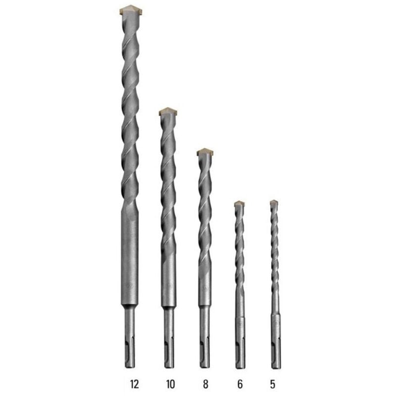 foto del prodotto traesio - set 5 punte per trapano per martello pneumatico scalpello acciao 5-6-8-10-12 mm - - trade shop