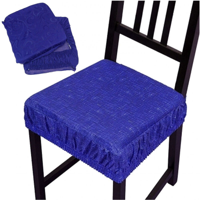 foto del prodotto traesio set 6 coprisedia cuscini con fascia elastica per sedie imbottito sfoderabile blu trade shop