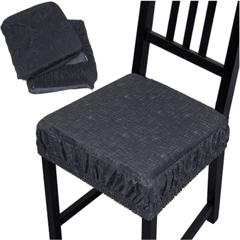 foto del prodotto traesio set 6 coprisedia cuscini con fascia elastica per sedie imbottito sfoderabile grigio trade shop