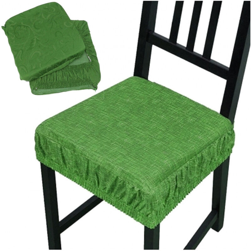 foto del prodotto traesio set 6 coprisedia cuscini con fascia elastica per sedie imbottito sfoderabile verde trade shop