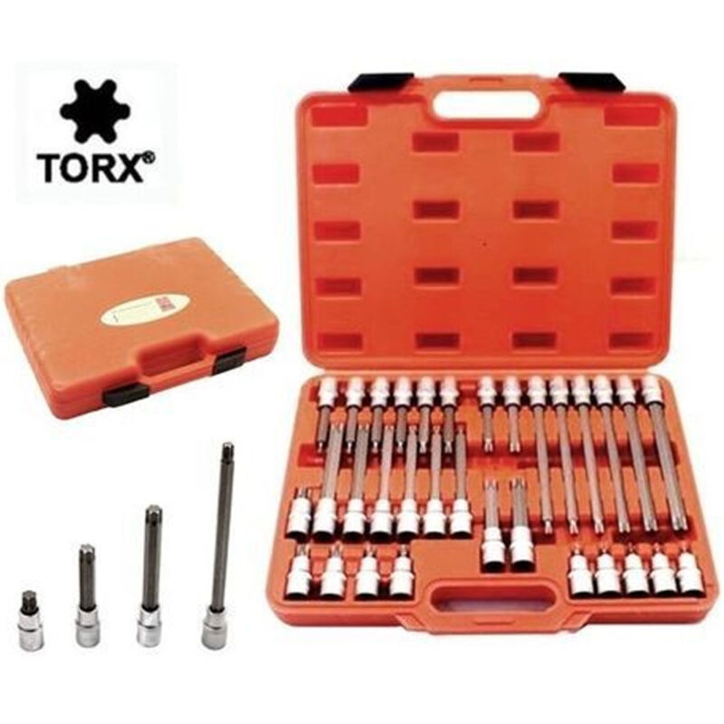 foto del prodotto traesio set di chiavi a bussola da 1 2 con inserti torx 32 pezzi corti e lunghi trade shop