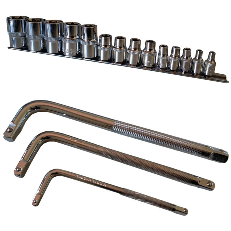 foto del prodotto traesio - set kit 14 chiavi a bussola torx millerighe 1 2'1 4'3 8' da 4 a 24 mm 3 chiavi l - - trade shop