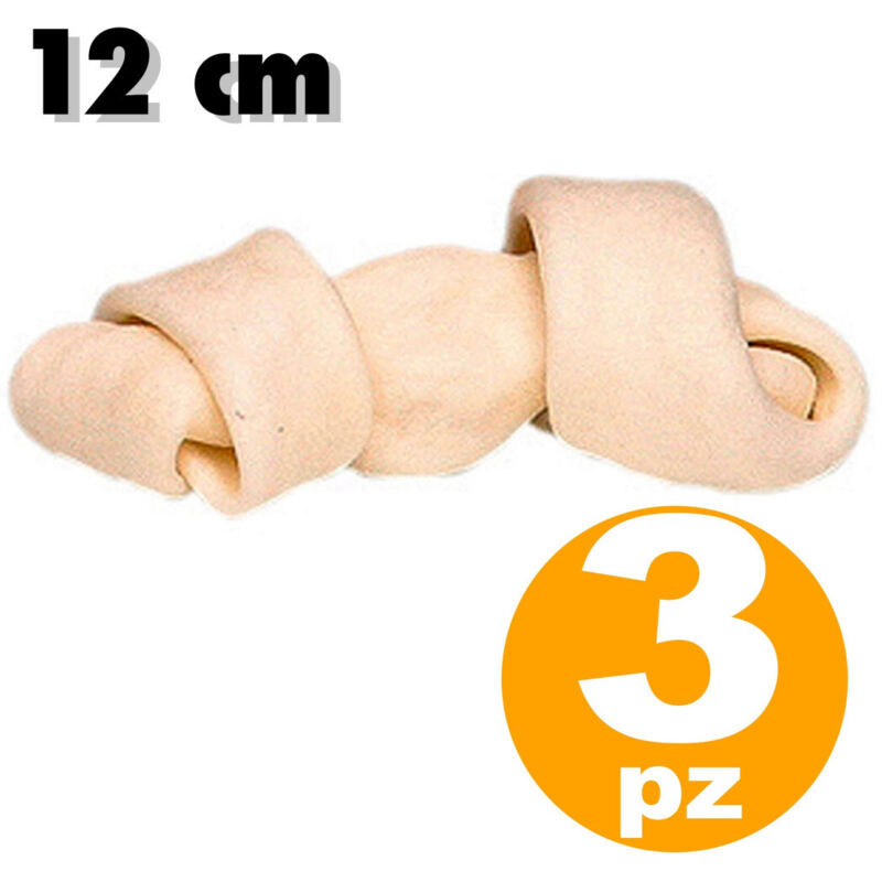 foto del prodotto traesio - snack per cane 3 pezzi a forma di osso bianco con nodo set spuntino - - trade shop