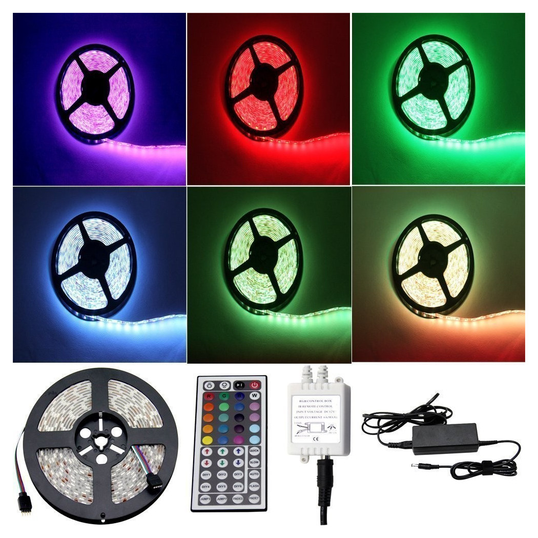 foto del prodotto traesio strip led striscia multicolor rgb da 5 metri bobina smd 5050 impermeabile 12v trade shop