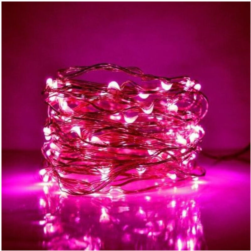 foto del prodotto traesio striscia 3 metri strip led bobina flessibile a batterie filo di rame luce fucsia trade shop