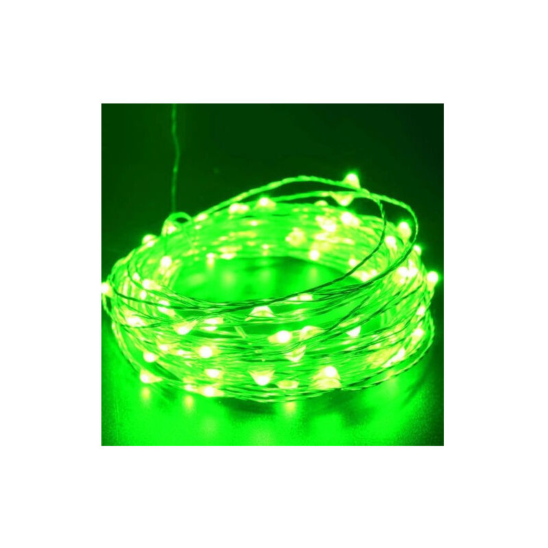 foto del prodotto traesio striscia 3 metri strip led bobina flessibile a batterie filo di rame luce verde trade shop