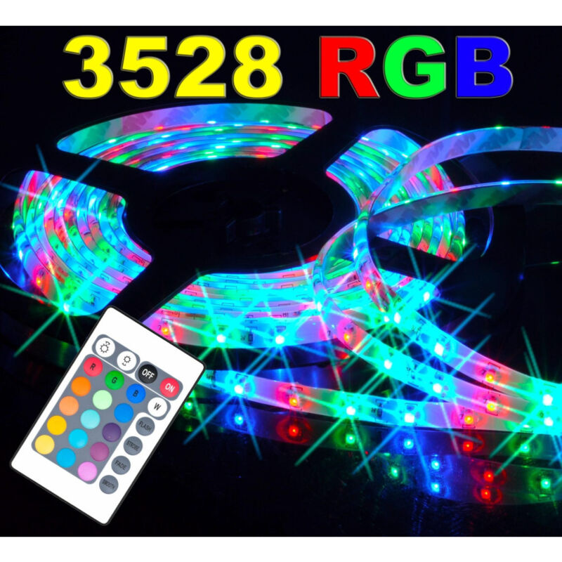 foto del prodotto traesio striscia a led smd 3528 rgb ip65 5 metri bobina con alimentatore e telecomando trade shop