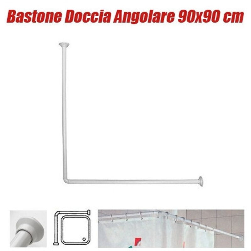 foto del prodotto traesio telaio tenda tende bastone asta doccia e vasca da bagno colore bianco 90 x 90 cm trade shop
