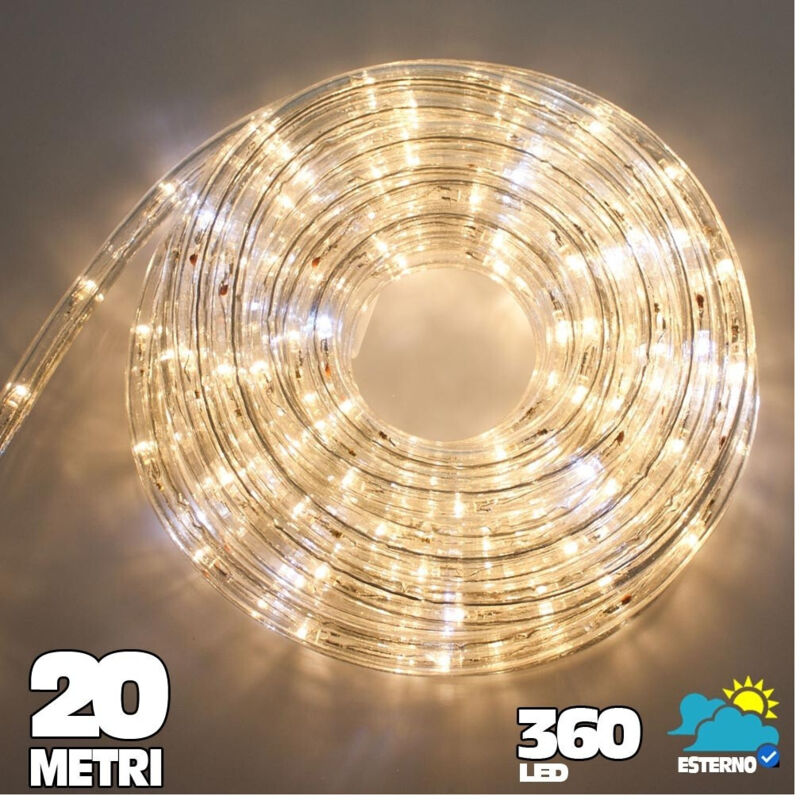 foto del prodotto traesio tubo luminoso a led 360 luci bianco caldo 20 metri per uso esterno controller trade shop