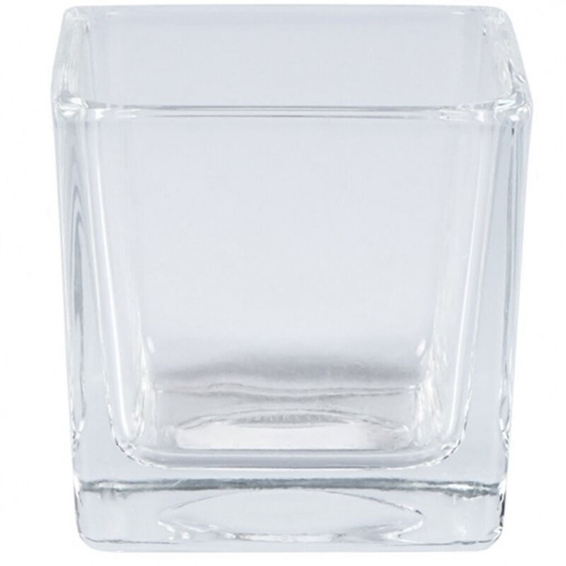 foto del prodotto traesio vaso cubo 6x6x6cm cristallo trasparente vetro candela confetti portafiori pianta trade shop