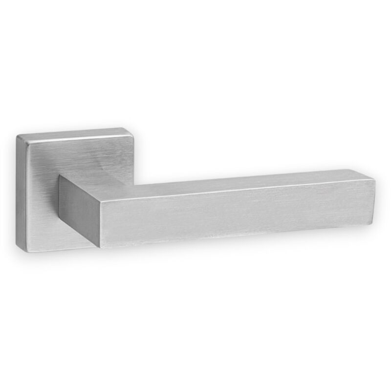 foto del prodotto trafimet maniglia per porta in acciaio inox satinato design elegante moderno con rosetta e bocchetta austria