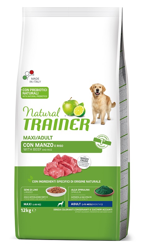 foto del prodotto trainer cane natural adulto maxi manzo amp riso 12 kg