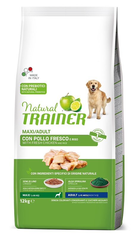 foto del prodotto trainer cane natural adulto maxi pollo amp riso 12 kg