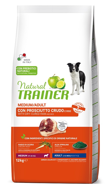 foto del prodotto trainer cane natural adulto medium prosciutto crudo amp riso 12 kg