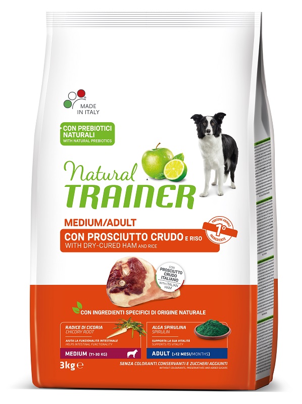 foto del prodotto trainer cane natural adulto medium prosciutto crudo amp riso 3 kg