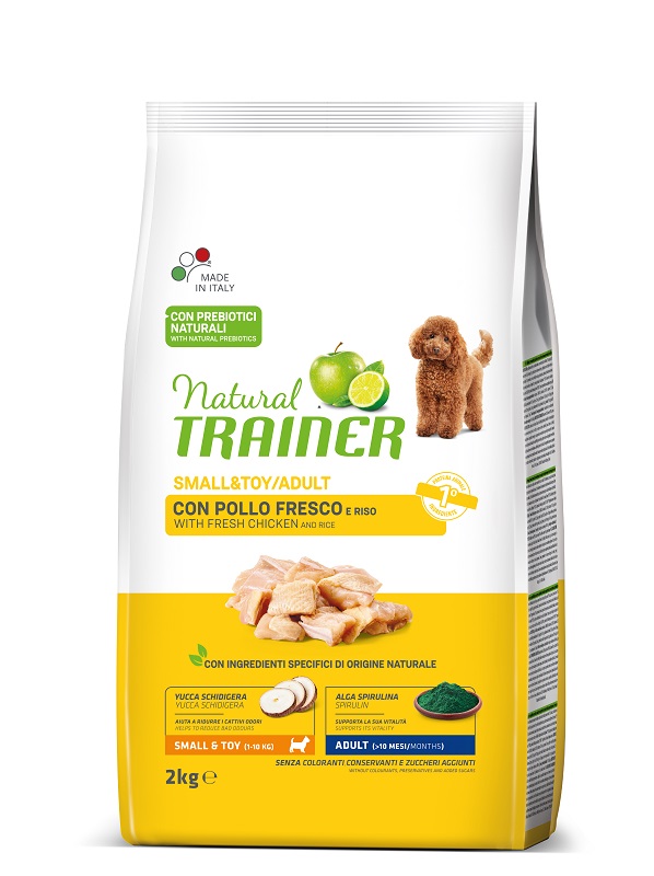 foto del prodotto trainer cane natural adulto small amp toy pollo amp riso 2 kg