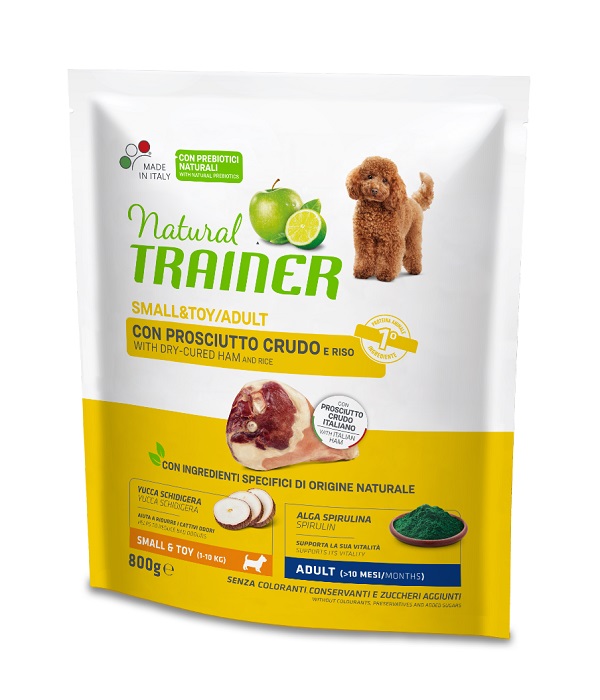 foto del prodotto trainer cane natural adulto small amp toy prosciutto crudo amp riso 800 gr