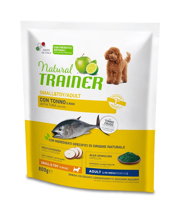 foto del prodotto trainer cane natural adulto small amp toy tonno amp riso 800 gr