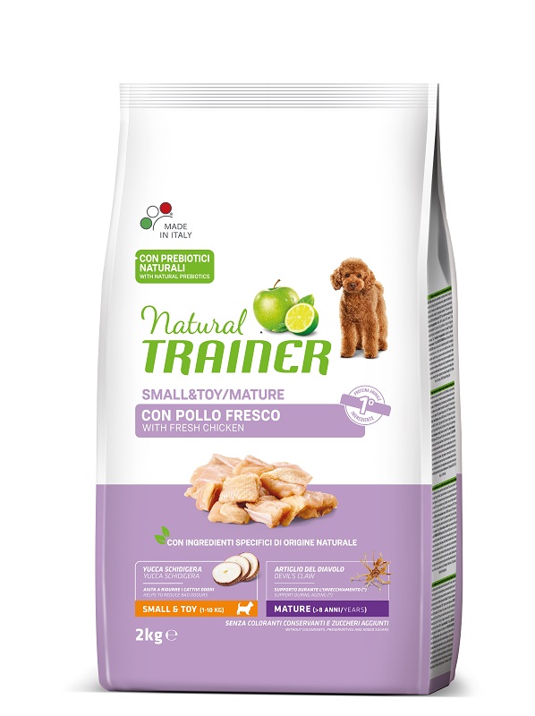 foto del prodotto trainer cane natural mature small amp toy pollo amp riso 2 kg