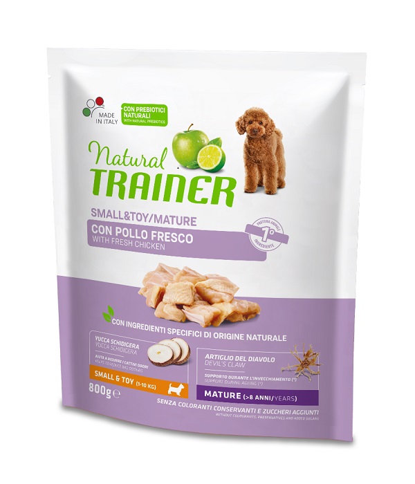 foto del prodotto trainer cane natural mature small amp toy pollo amp riso 800 gr
